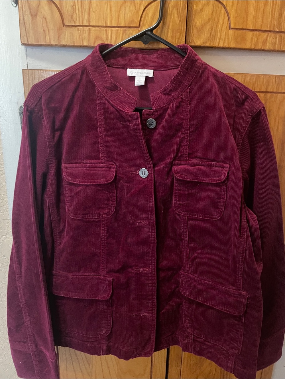Charter Club Women's Wine Corduroy Utility Jacket